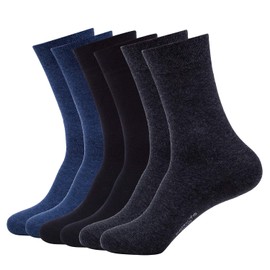 R RELAXIFE - Calcetines clásicos de algodón para hombre, ligeros, para oficina, negocios, cómodos, casuales, color negro, paquete de 6, Blue2+gray2+black2, 6-7
