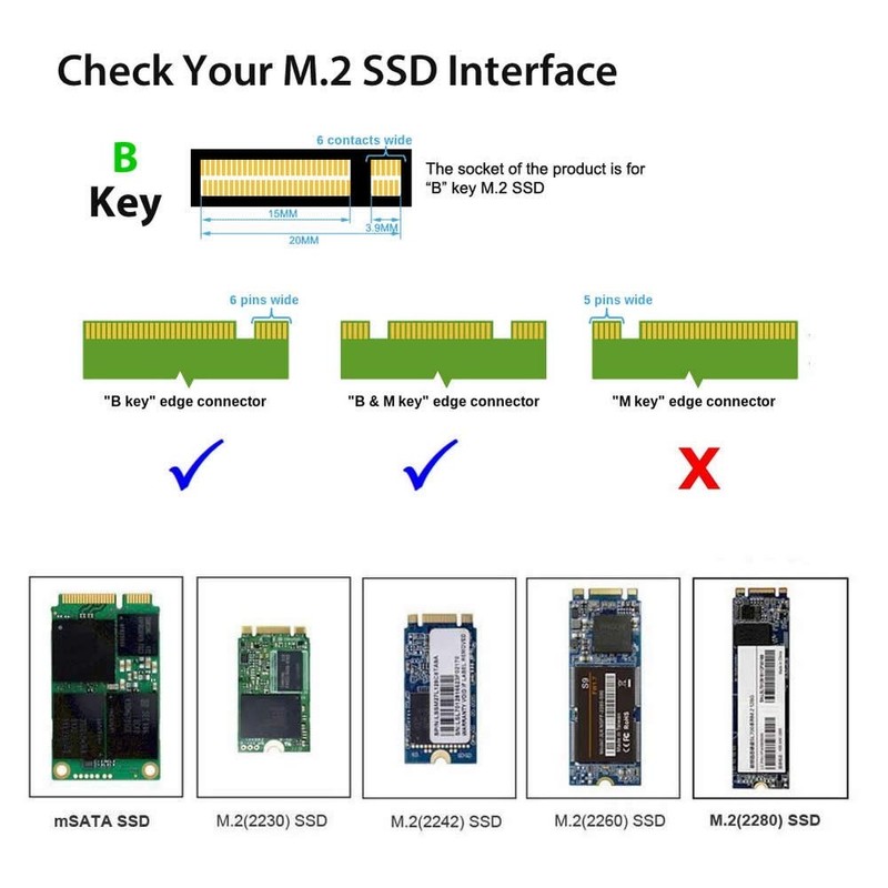 Simplecom SA207 mSATA + M.2 (NGFF) to SATA 2 in