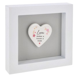 Shudehill Giftware Heartfelt Art Heart Plaque in White Frame - Mum, Nan, Daughter, Friends, Family, Baby Girl, Dog, Cat, Home, Love, Bee Happy (Love)
