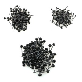 Tegg Artificial Glass Eyes 300PCS 3Sizes Black Beans Type Eyes Ball for DIY Toys Eyes Black Needle Doll Eyes Accessories
