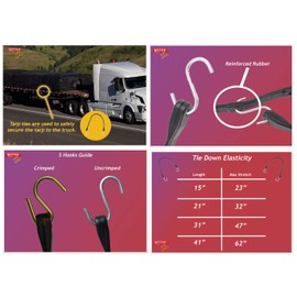 Mytee Products 31" EPDM Tarp Rubber Bungee Straps -50 Pack, Made in USA