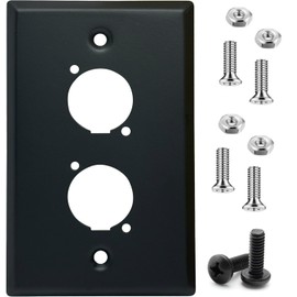 DIYTECH Blank XLR Wall Plate and XLR Panel Combo - Perfect for Professional Audio Setups in Studios, Theaters, and Conference Rooms - Easy to Install and Durable Design (2 Port Black)