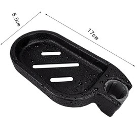 Clip-on Shower Rail Soap Holder, Compatible with 22mm Pole, ABS Dish for Shower, 360° Adjustable Chrome Tray for Kitchen Bathroom Sink (Black)