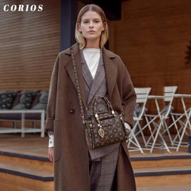 CORIOS Elegant Handbag for Women PU Leather Shoulder Bag Ladies Crossbody Bag Fashion Messenger Bag Top-handle Bag Small Hobo Bag Satchel Bag Shopping Travel Office Tote Bag Coffee