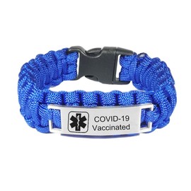 ZKXXJ Pulsera de alerta médica personalizada COVID 19 para hombre, acero inoxidable, cuerda de paracaídas, identificación médica ICE Custom COVID-19, sistema de monitoreo de pulsera vacunada por lo tanto, joyería de emergencia para adultos, Metal, ágata,