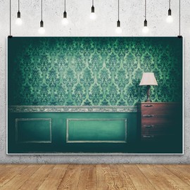 Leowefowa Vintage Room Interior Photography Backdrop Vinyl 10x8ft Antique Green Rococo Old Wall Photo Background Kids Adult Booth Shoot Banner Studio Props