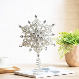 Topadorn Tree Topper Metal Silver Star Snowflake Treetop Festive Party Home Xmas, Kali