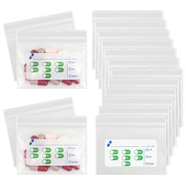 500 bolsas de pastillas de 3 x 2,75 pulgadas, 3 mil, pequeñas bolsas con cremallera para píldoras, sin BPA, para medicamentos, fácil de escribir