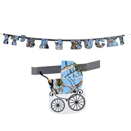 Light Blue Camo It's a Buck Announcement Banner - Gender Reveal