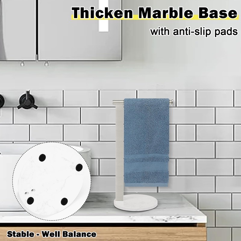 Winmien Stainless Steel L-Shaped Hand Towel Holder, SUS304 Bathroom Towel