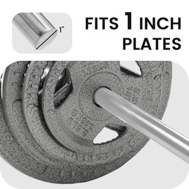 Fitvids 7FT Stardard Barbell for Weightlifting and Power Lifting, 300 Pound Capacity, Chrome