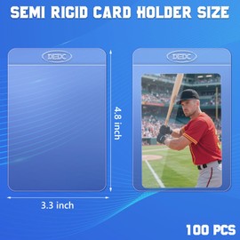 DEDC 100Pcs Semi Rigid Card Holder, Semi Rigid Card Sleeves 1/2 Lip Semi-Rigid Tall Card Holders Trading Card Sleeve for PSA, SGC, BGS, CSG Graded Card Protector