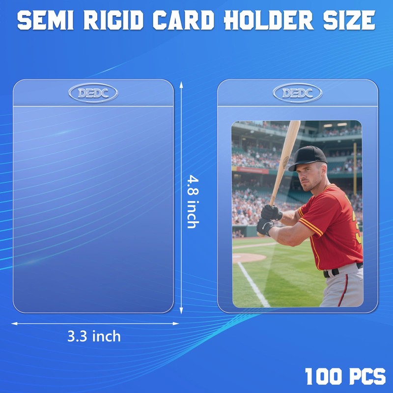 DEDC 100Pcs Semi Rigid Card Holder, Semi Rigid Card Sleeves