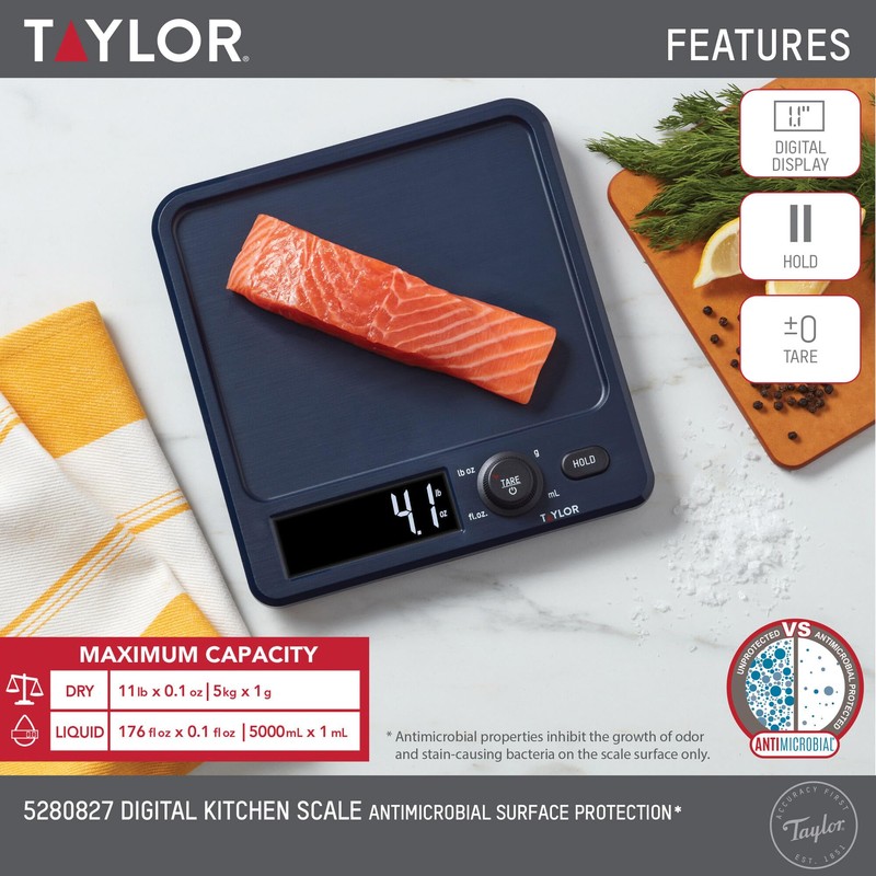Taylor Digital Kitchen Scale with Antimicrobial Surface Plastic Body Weighs