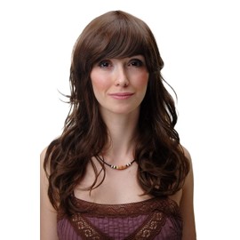 WIG ME UP YZF-41054-8 Women's Wig, Long, Slightly Stringy, Curly, Curly, Fringe, Brown