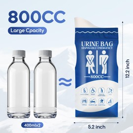 Disposable Urine Bag, Pee Bags for Travel for Women/Men, 800ML Emergency Portable Urinal Bag and Vomit Bags, Unisex Urinal Bag for Camping, Traffic Jams, Pregnant, Patient, Kids(8Pcs)