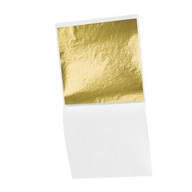 KONTONTY 14x14cm Imitation Gold Foil Sheets 100pcs Sheets for Art Crafts Painting Decor