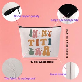 KUIYAI TITI Cosmetic Bag Spanish Aunt Gift Auntie To Be Gift Best TITI Ever Gift Mother Day Gift In My TITI Era Makeup Bag From Niece Nephew (TitiEraMakeup)