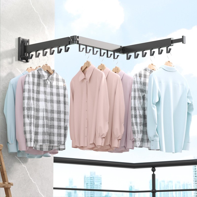 BOQORAD Clothes Drying Rack Wall Mounted,Extending Laundry Rack Wall Mount,Collapsible