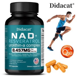 NAD + Resveratrol Supplement - Increases Energy Promotes Cell and Skin Health Protects Neurons and Improves Sleep, 3 Count, 120 Servings / NAD + 레스베라트롤 보충제 - 에너지 상승 세포 및 피부 건강 증진 신경 보호 및 수면 개선, 3개, 120회분
