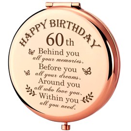 UTKHCYW Happy Birthday 60th Gifts for Women, 60 Years Old Gifts Compact Mirror for Grandma/Mom/Auntie/Sister/Teacher Women Birthday, Mini Gifts for for Her Christmas