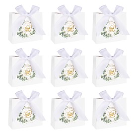 20Pcs 11.5× 10× 4.5 cm Thank You Gift Bags with Ribbons, Mini Gift Bags for Party Favour, White
