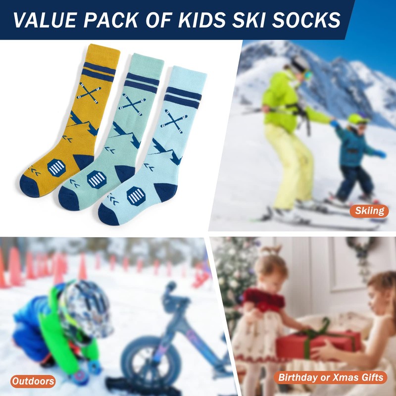 Big Ski Socks Kids Boys Winter Warm Snow Socks Thick
