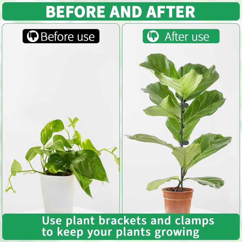 10pcs 15.7" Plant Stakes with 15pcs Clips, Bendable Orchid Stakes