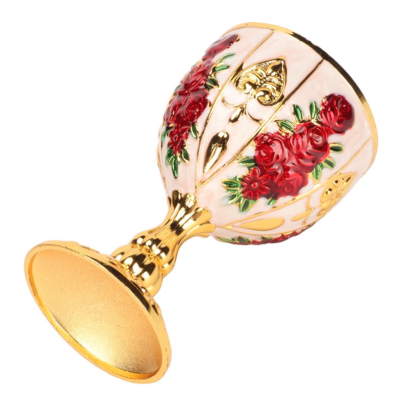 Gold Chalice 4 Inch High Zinc Alloy Retro Embossed Flower