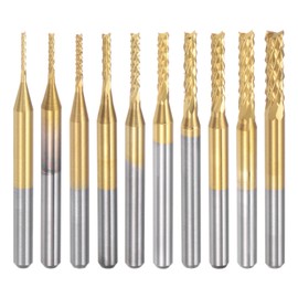 QUARKZMAN 1 Set 0.8-3 mm Titanium Coated Carbide Cutter Engraving Cutter CNC Milling Cutter for PCB Machine, 1/8 Inch Shank