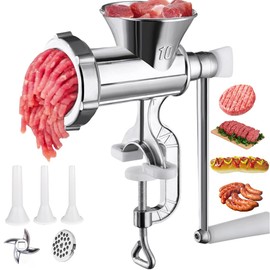 Meat Grinder Manual Mincer - Meat Grinders For Home Use Manual Sausage Maker & Burger Patty Stuffer with Table Clamp, Hand Operated Kitchen Tool for Homemade Pork, Beef, and Sausage - Easy to Clean