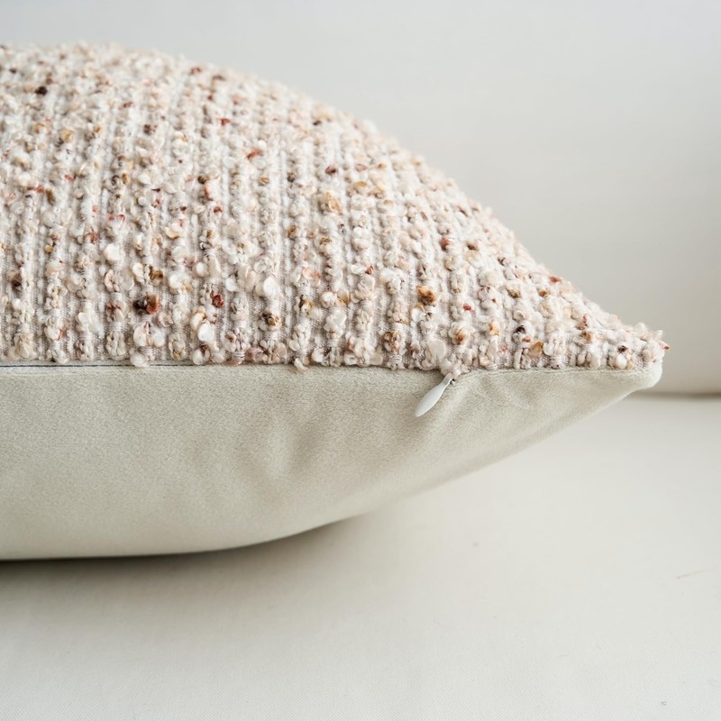 LIGICKY Pack of 2 Textured Boucle Throw Pillow Covers Decorative