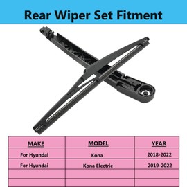 Rear Wiper Blade Arm Set Replacement for Hyundai Kona 2018-2023, Hyundai Kona Electric 2019-2022 Back Glass Wipers, Factory OE Style Rear Windshield Wiper Arm & Wiper Blade 988112P000
