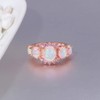 CiNily Womens Opal Rings 14K Rose Gold Plated Pink Fire
