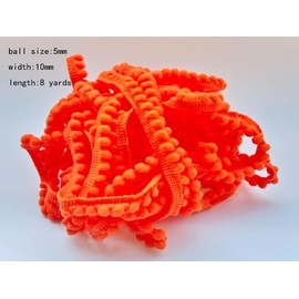 Mini Pom Pom Trim 8 Yards 5mm Ball Fringe Trim for Sewing Accessory Decoration DIY Crafts (Orange 1706)