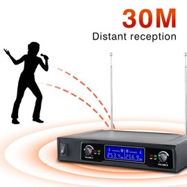 VOXFULL AC3 VHF Wireless Microphone Universal Handheld Karaoke Mic Speake Outdoor Indoor Cordless Microphone System with USB Reciver for Singing Karaoke Speech Wedding Church