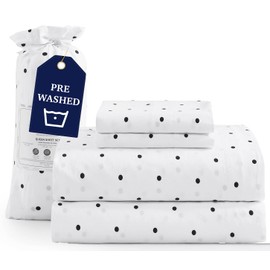 Casa Platino Sheets Split King Size Bed Set, Pre-Washed Ultra Soft Split King Sheets Set, Brushed Microfiber Bedding, 7 Piece Set, Deep Pocket Sheet Set – Polka Dot