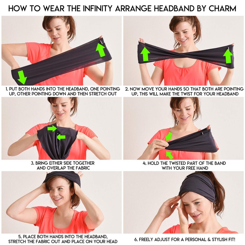 CHARM Mens Elastic Japanese Headband - Long Hair Bandana Womens