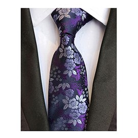 Elfeves Men's Classic Violet Dark Purple Silk Ties Jacquard Woven Dress Business Necktie