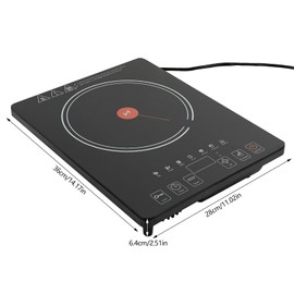 Single Burner Electric Cooktop Portable 1800W Electric Stove with 8 Power Levels Countertop Electric Stove Top with Touch Panel Multifunctional Design for Home Kitchen, Black