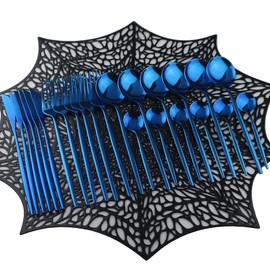 Uniturcky Mirror Polished Blue Silverware Set,24-Piece 304 Stainless Steel Satin Finish Flatware Set,Kitchen Utensil Set,Tableware Cutlery Set for Home and Restaurant, Dishwasher Safe Service For 6