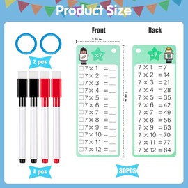 15 Pcs Times Tables Math Multiplication Flash Cards Learning+15 Pcs Division Table with 4 Dry Erase Pens 4 Rings Table Math Multiplication Flash Cards Math Practice Cards For Classroom Home Fun