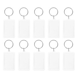 PATIKIL Acrylic Photo Frame Keychain, 10 Pack 1.7x1" Blank Picture Insert Keyring with Split Ring for DIY Craft Project, Clear
