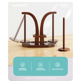 Baffect Double Yarn Holder Magnetic with Spare Spool, Yarn Ball Holder Wooden, Yarn Spindle with Double Spindles, Spinning Yarn Holder for Crochet Lovers