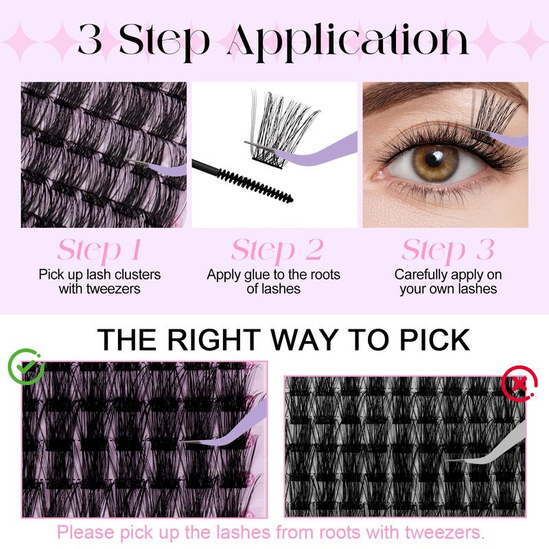 FD18-10-1018 Eyelash Extensions, C Curl, Natural Cluster Lashes, FD18-10-18 mm,
