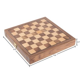 Hey! Play! Inlaid Walnut-Style Magnetized Wood Chess Set with Staunton Wood Chessmen, Brown,1.375x9.875x9.875, 12-21129