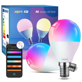 Lepro Lepro AI Smart Glhbirne BP1, G45 E14 LED Lampe Dimmbar 4.9W 470LM RGB+CCT, KI-Lichtdesign-Assistent mit Sprachsteuerung/Musik Sync, Kompatibel mit Alexa/Google, WiFi & Bluetooth, 2 Stck