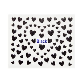 Black Glitter Heart Nail Sticker Self Adhesive Nail Decals Black Nail Wraps Stickers Manicure Supplies for Women Nails Full Long Lasting Easy Apply and Remove