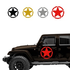 Autodomy 4 x 4 off-road army star military destroyed military star US army sticker various sizes 10 cm 15 cm 20 cm 25 cm pack of 2 for car, 20 cm, red