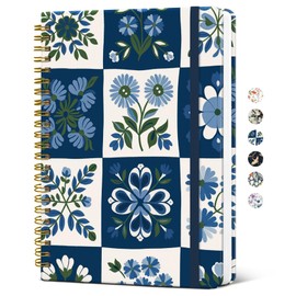 Spiral Journal Notebook for Women, Pretty Hardcover Lined Notebook for Work & Note Taking, Aesthetic Cute Journal for Writing, 140 Pages, 6"x8", Petal Array